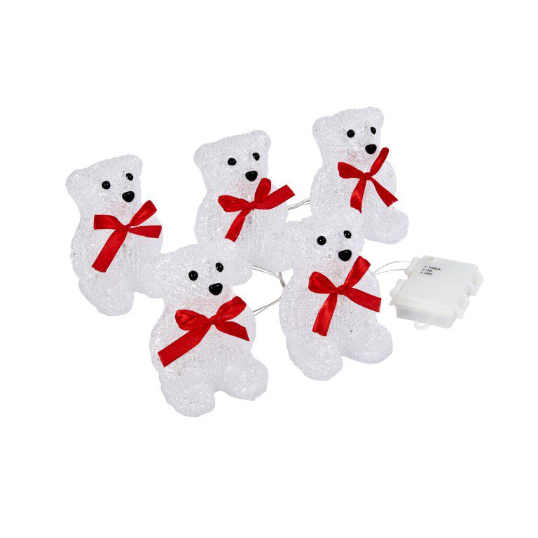 Three Kings Set of 5 Polar Bear Christmas Lights 5050642094467